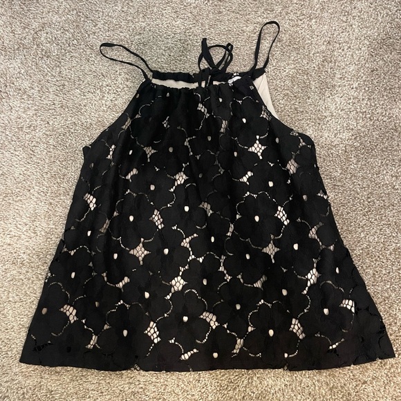 LIV Los Angeles Black lace high neck tank top blouse - Picture 1 of 5